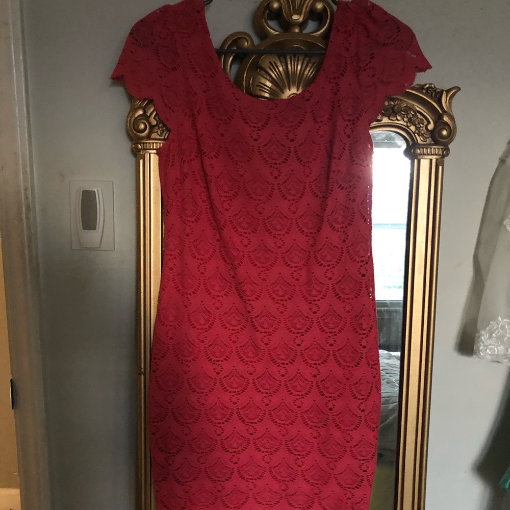 Coral Scallop Lace Dress